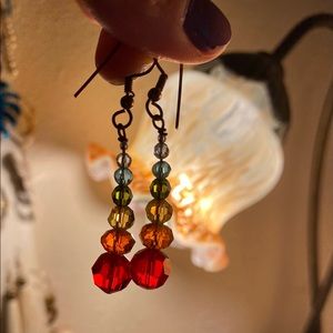 Handmade Chakra Rainbow Copper Swarovski sparkle ✨ Crystal Earrings 🌈